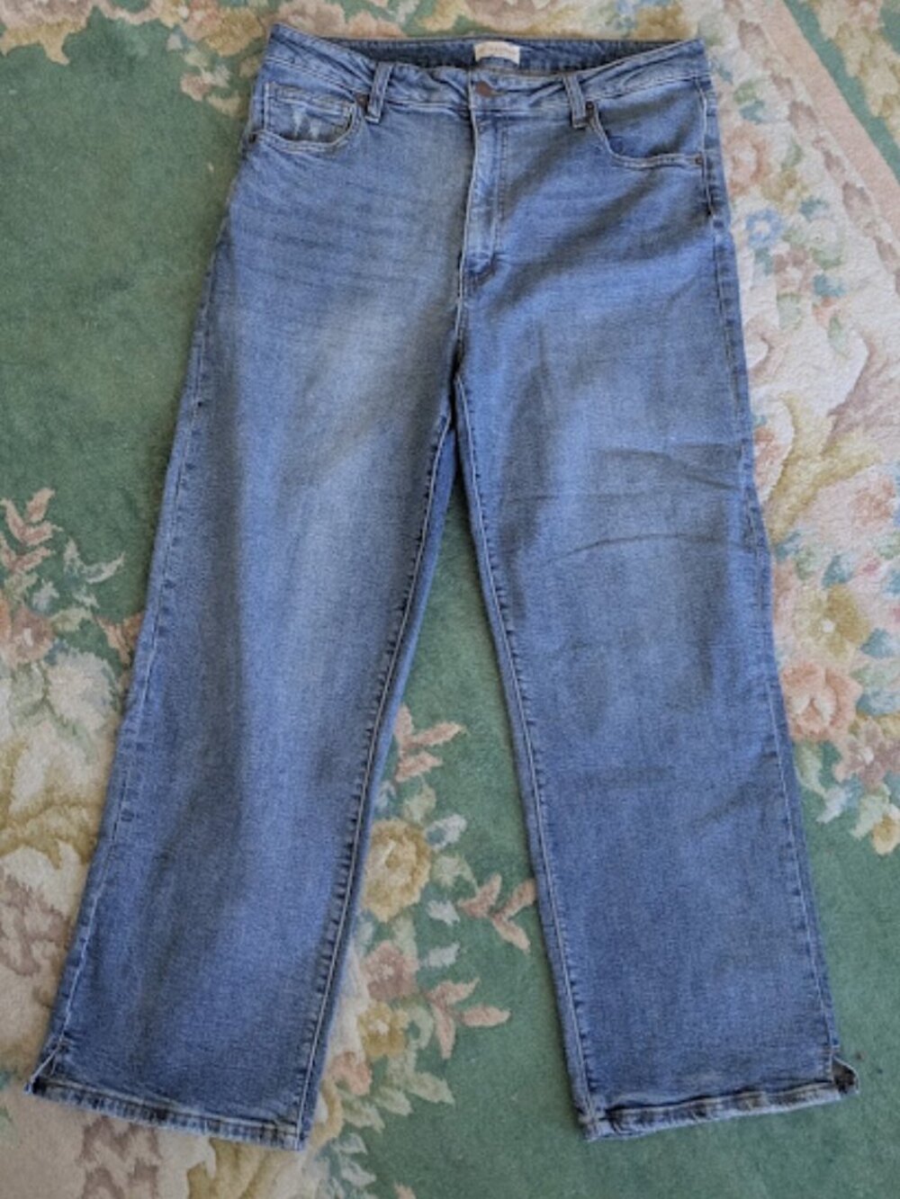 OLIVER LOGAN Women’s Sz 16 Light Wash Blue Denim Straight Leg High Rise Jeans 33